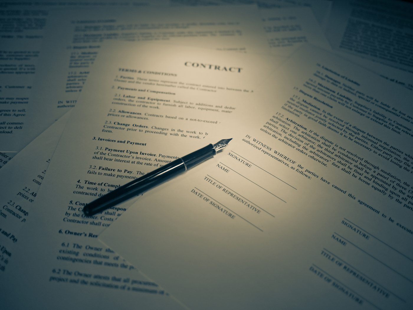 Signing a legal contract